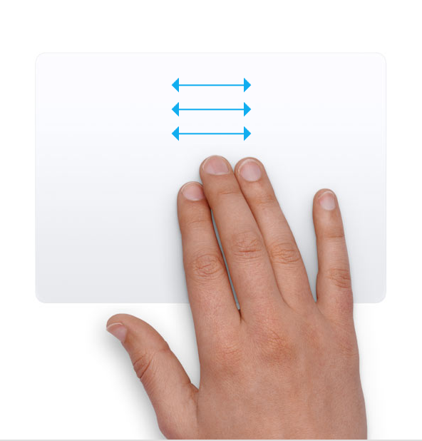 Three-finger drag gesture