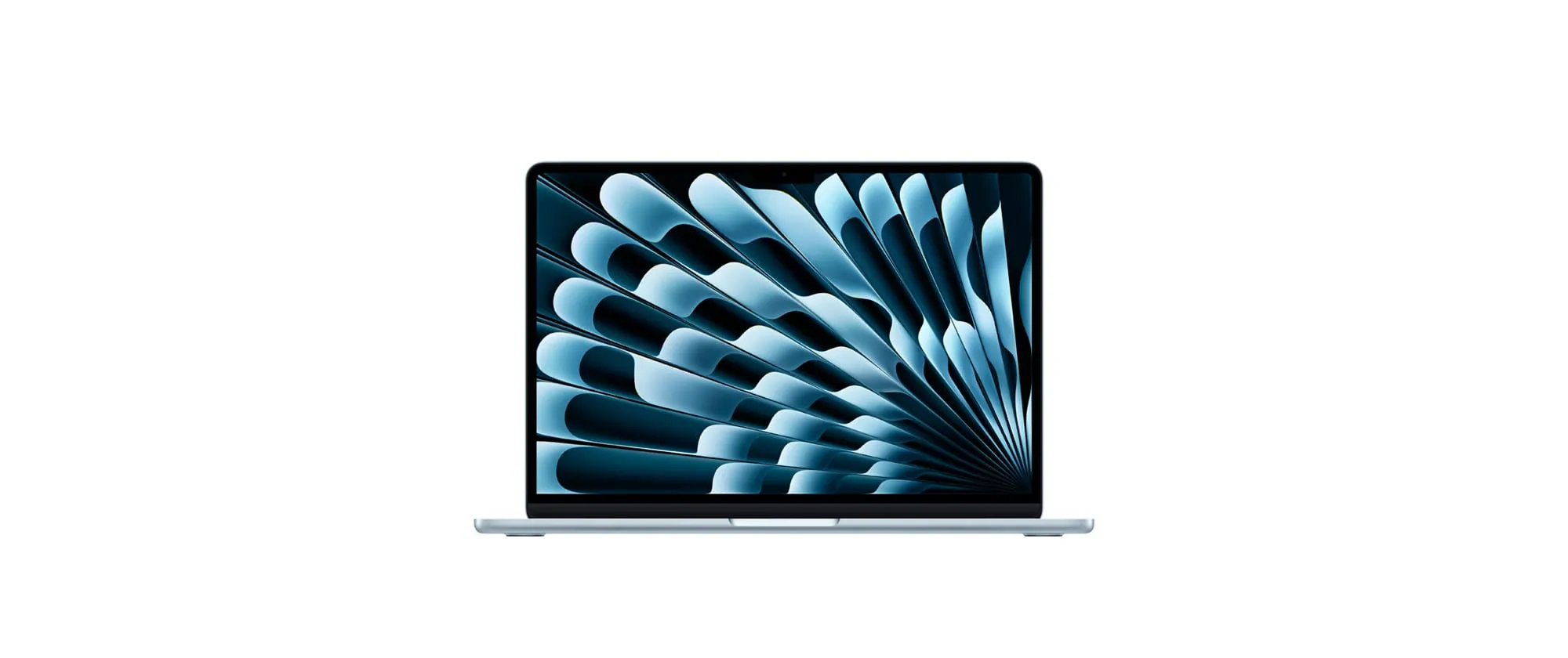 MacBook Air 13″ M4 in Sky Blue, open, front view