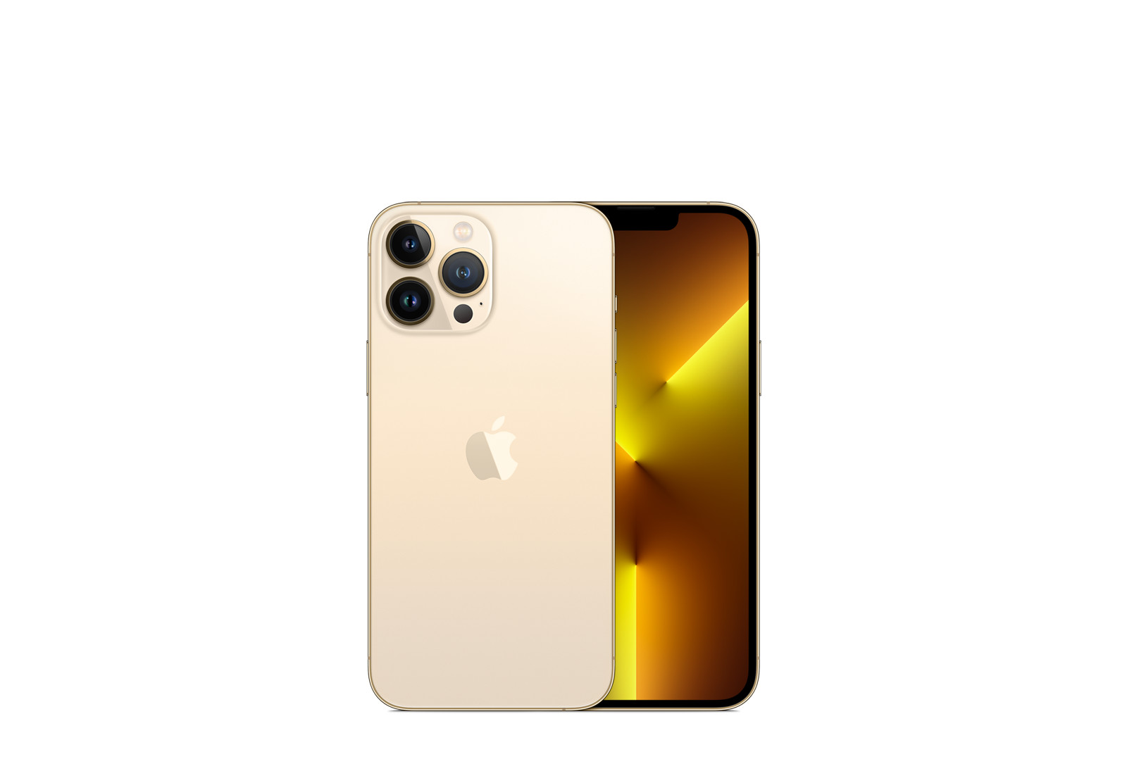 iPhone 13 Pro Max in Gold, front and back