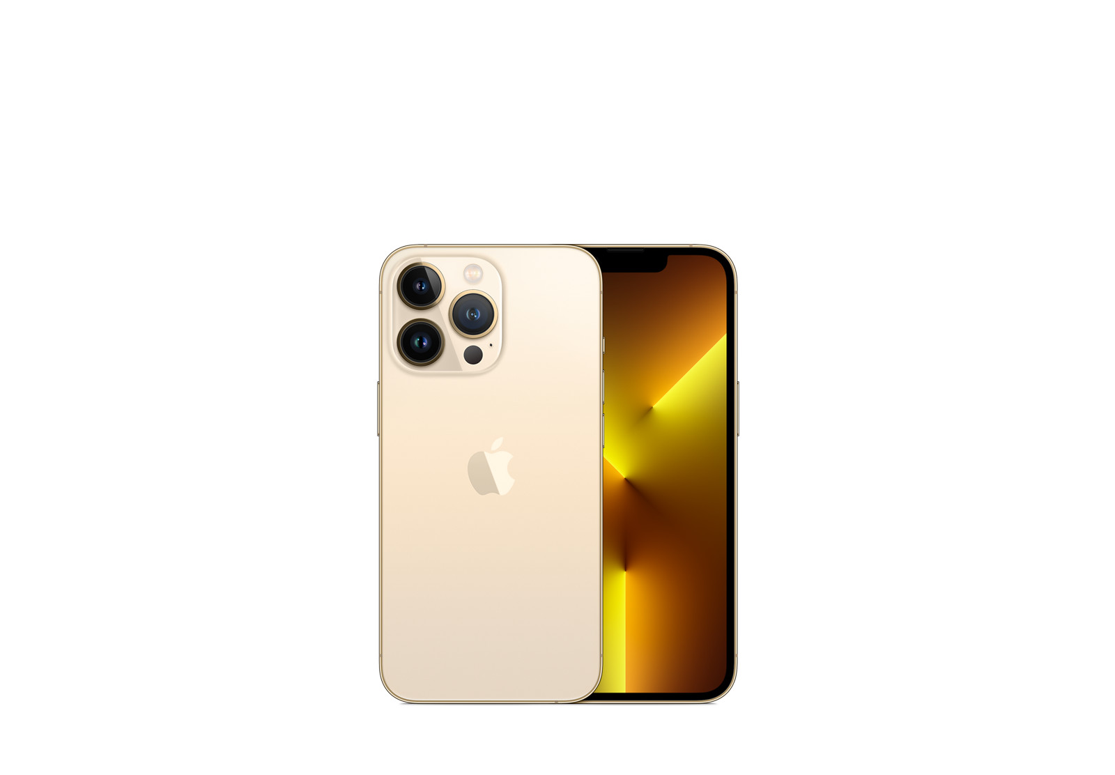 iPhone 13 Pro in Gold, front and back