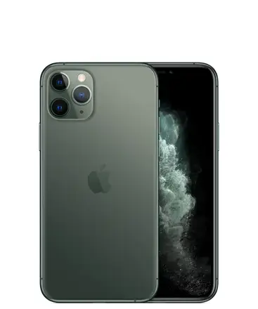 iPhone 11 Pro in Midnight Green, front and back