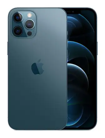 iPhone 12 Pro Max in Blue, front and back