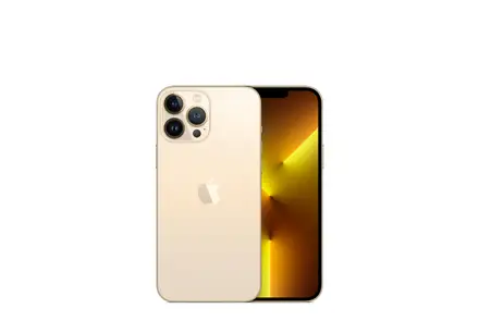 iPhone 13 Pro Max in Gold, front and back