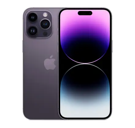 iPhone 14 Pro Max in Deep Purple, front and back